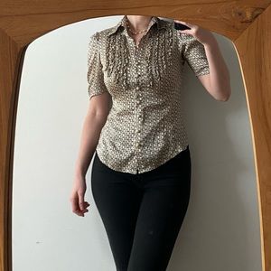 Vintage Bebe Gold Women's Silk Button Up Size Small
